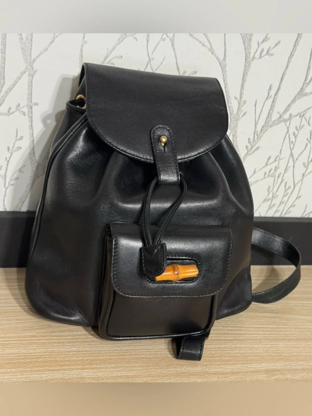 Gucci Black Mini Leather Backpack with Bamboo Toggle - Picture 2 of 7